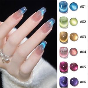 New Summer Popular Water Light Cat Eye Nail Polish Glue 6 Colors Colorful Absorbing Cat Eye Shiny Nail Polish Glue Wholesale