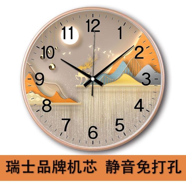 Silent Internet celebrity decoration wall clock, modern living room calendar, creative home fashion, light luxury, wall-mounted personalized clocks