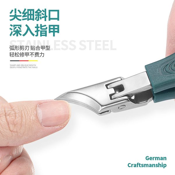 Cross-border large opening tip thin oblique nail clippers high-end anti-splash nail clippers eagle beak oblique thick toenail clippers - Image 4