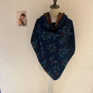European summer 130*130 large square scarf silk scarf oil painting flower printed cotton silk scarf women's autumn and winter Korean version decoration