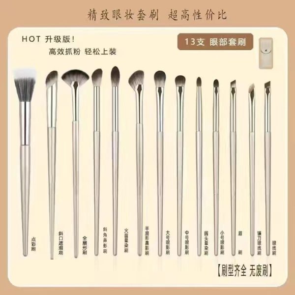 15 pieces of gilded makeup brushes, set eyeliner brushes, blade brushes, eyeshadow brushes, eye brushes, concealer brushes, Cangzhou soft hair - Image 3