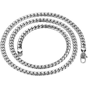 High-grade Cuban snake bone chain men's trendy and versatile necklace trendy men's retro sense of luxury niche plain chain wholesale