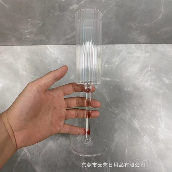 Cross border ins style vertical relief champagne glass plastic goblet home ambiance wine wine cocktail glass - Image 3
