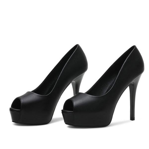 589-6 High Heels Women's Platform Thin Heel Fish Mouth 12CM Sexy Professional Single Shoes Small Size Women's Shoes - Image 3