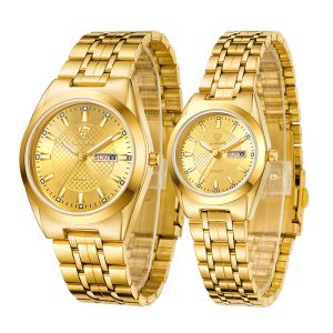 Rebinge luxury style new couple men's watch steel band day date waterproof women's watch one drop shipping