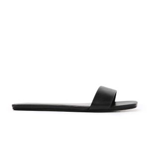 Sheepskin ~ Su Yinyin has the same style of ROW square toe leather flat slippers women's summer sandals