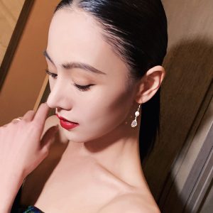 Rice grains, freshwater pearls, zircon, water drop earrings, women's French elegant temperament earrings, Korean fashion commuter earrings
