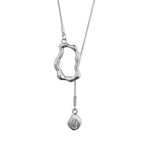 Fresh and sweet minimalist necklace women's geometric tassels light luxury draw long sweater chain collarbone chain accessories wholesale