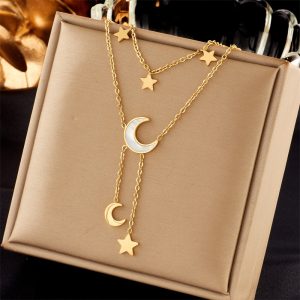 Cross-border fashion niche new pendant jewelry clavicle chain titanium steel multi-layer layered luxury women's necklace