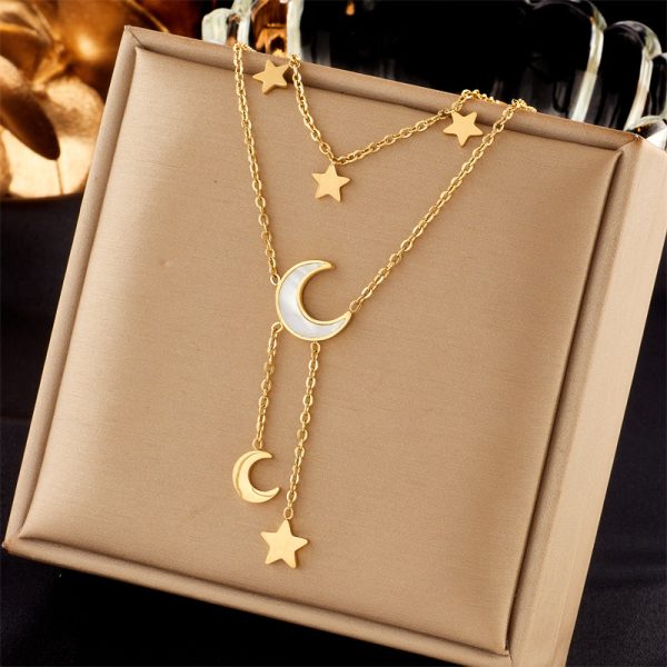 Cross-border fashion niche new pendant jewelry clavicle chain titanium steel multi-layer layered luxury women's necklace - Image 3