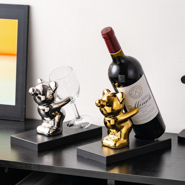 Light luxury bubble bear wine rack violence bear wine cabinet decoration ornaments ceramic living room TV cabinet entrance home decoration - Image 3