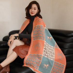 [European Horse Series] thickened war horse plaid double-sided imitation cashmere scarf women's winter new fashion and warmth