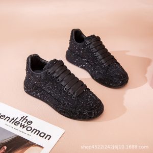 N93 Spring and Autumn Fashion: New Rhinestones Sparkling Stars, Low-top Lace-up Casual Women's Fashion Shoes, Fashionable and Versatile