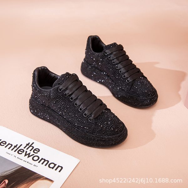 N93 Spring and Autumn Fashion: New Rhinestones Sparkling Stars, Low-top Lace-up Casual Women's Fashion Shoes, Fashionable and Versatile - Image 3