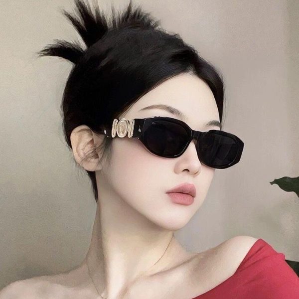New retro European and American style polygonal round face sunglasses for women slimming high-end atmosphere sunscreen sunglasses women's batch - Image 3