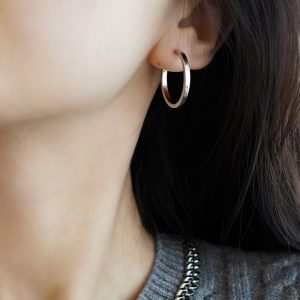 French hoop ear buckle ear ring women's ins cold wind plain ring earrings niche design photosensitive earrings wholesale