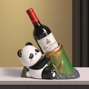 Light luxury high-end panda home wine rack resin ornaments wine cabinet living room office desktop decorations housewarming gifts