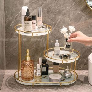 Light luxury cosmetics desktop storage, washstand storage, bathroom storage rack, wrought iron cosmetics shelves, multi-layered