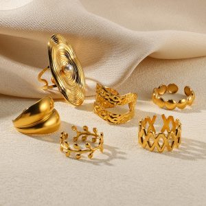 Cross-border new double-layer stainless steel rings plated with 18k gold round geometric women's open rings manufacturers are sent on behalf of manufacturers