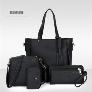 Women's bag 2021 mother and child pocket single shoulder trendy Korean version bag new handbag lychee pattern four-piece set wholesale