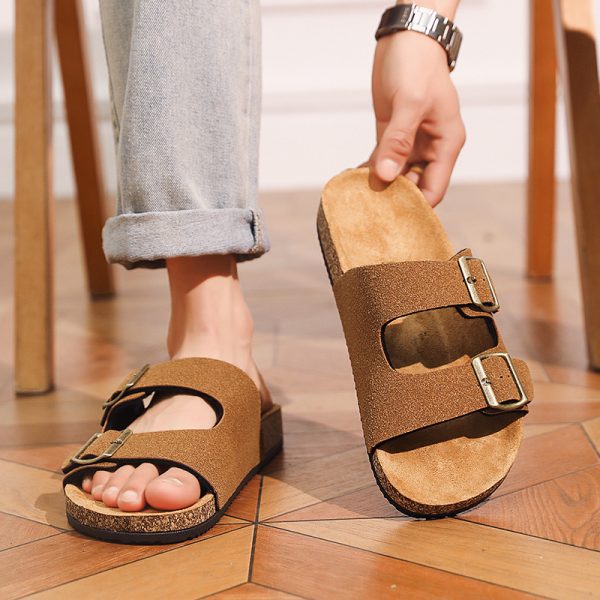 Chuanglong thick-soled Birkenstock PU leather face Birkenstock retro half-slippers slotted sandals high-end men's and women's spring and summer wear