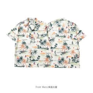 New Men's Printed Short Sleeve Floral Shirt Hawaiian Youth Ruffian Handsome Versatile Shirt Casual Fashion Vintage Inch Shirt