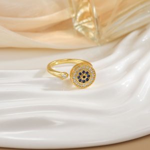European and American hot-selling rotating rings women's micro inlaid zircon temperament versatile fashion light luxury copper plated 18k gold rings wholesale