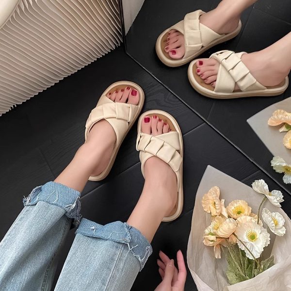 Sheepskin version ~ casual soft flat beach comfortable sandals with skirts for women 2025 new summer outerwear - Image 3