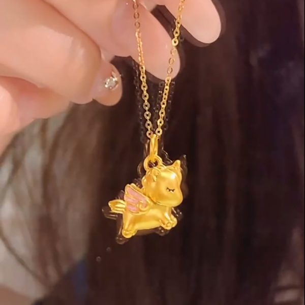 S925 sterling silver enamel sweet dream unicorn necklace women's pendant high-end light luxury style macaron cute collarbone chain - Image 4
