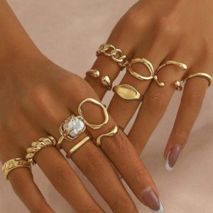 European and American cross-border hot-selling jewelry: women's opening adjustable rings, personalized geometric rings, fashion accessories, hand jewelry, jewelry