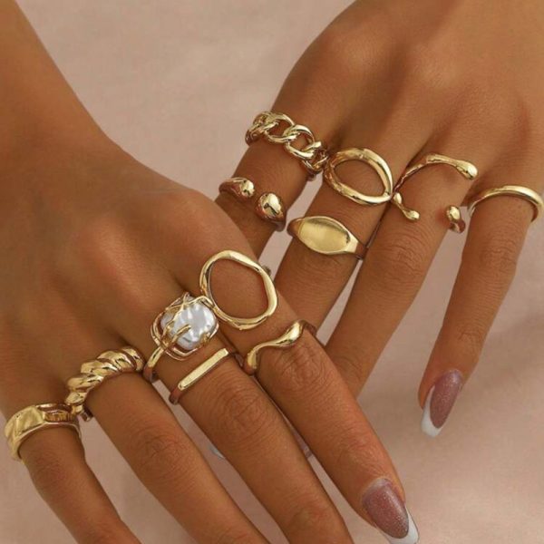 European and American cross-border hot-selling jewelry: women's opening adjustable rings, personalized geometric rings, fashion accessories, hand jewelry, jewelry - Image 2