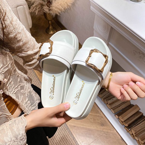 Genuine leather version ~ slippers women's outer wear 2025 new summer fashion and versatile platform non-slip women's slippers on the beach - Image 2