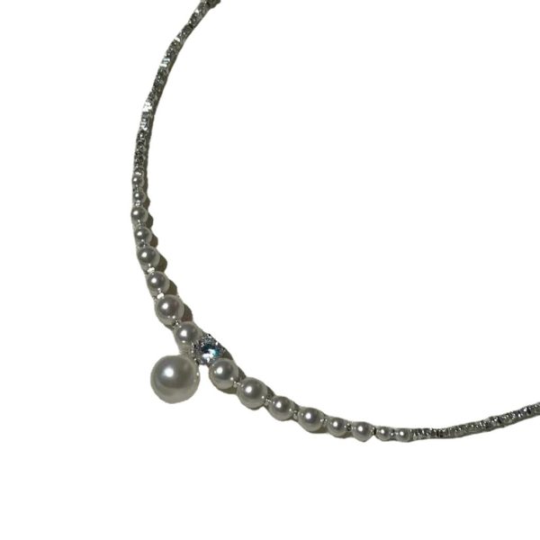 Flash diamond broken silver pearl necklace women's 2023 new hot design sense high-end clavicle chain light luxury niche necklace - Image 5