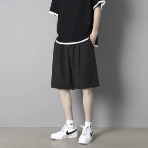 Shorts men's summer ice silk thin outer wear quick-drying loose basketball pants five-point casual sports pants fast-drying