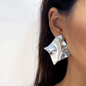 European and American fashion cross-border metal simple and creative personality trendy earrings geometric irregular exaggerated mirror temperament earrings