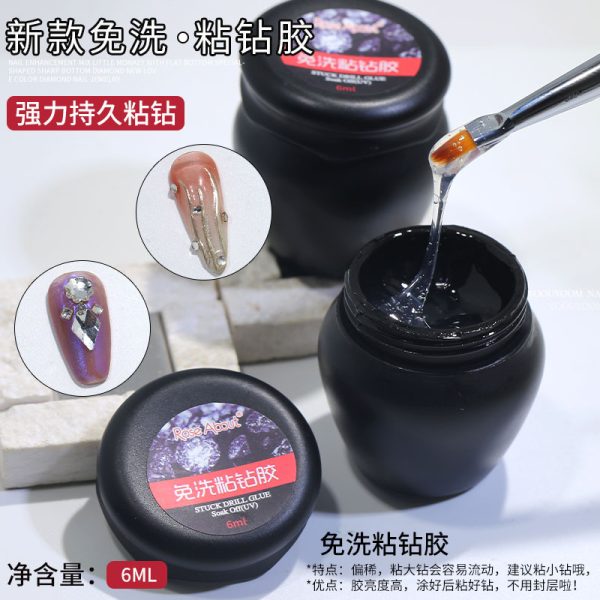 Nail salon special strong no-wash adhesive drill adhesive wholesale caulk styling sticker drill does not flow long-lasting firm nail glue