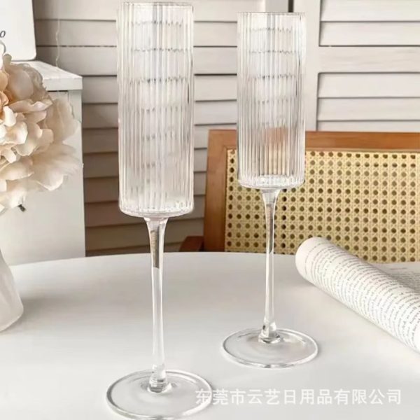 Cross border ins style vertical relief champagne glass plastic goblet home ambiance wine wine cocktail glass