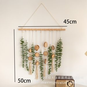Simulation eucalyptus leaf hanging room decoration hand-woven wall hanging B&B entrance background wall decoration ins style