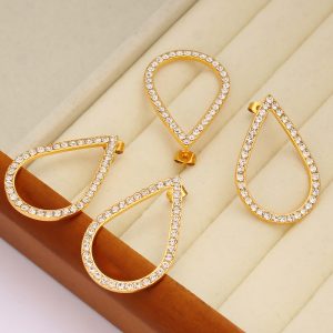 French Elegant Romantic Crystal Zircon Earrings French Vintage Fashionable Earrings Women's Drop Shaped Stainless Steel Large Earrings