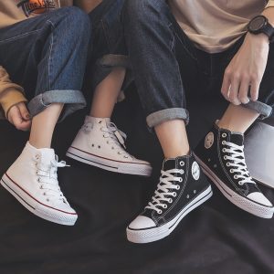 Three springs and autumns, high-top canvas shoes, male and female couples, students, Korean version of versatile casual shoes, single shoes, small white shoes, women's S222