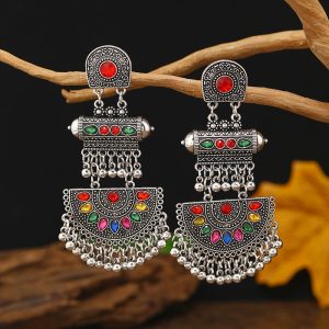European and American fashion retro exaggerated bohemian ethnic earrings Personalized creative design long slimming fringe earrings