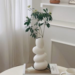 Creative ceramic vase ins wind light luxury high-end special-shaped cobblestone home decoration living room flower arrangement porch decoration