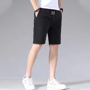 Summer thin cropped pants, men's casual and versatile shorts, ice silk loose trend medium pants, 5 breeches pants