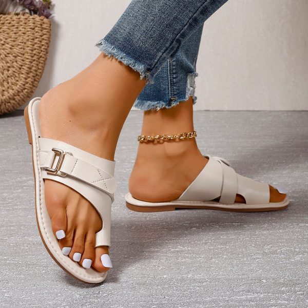 Europe and the United States 2024 foreign trade summer new plus size women's shoes lassoe fashion flat heel casual women's sandals foreign trade - Image 4
