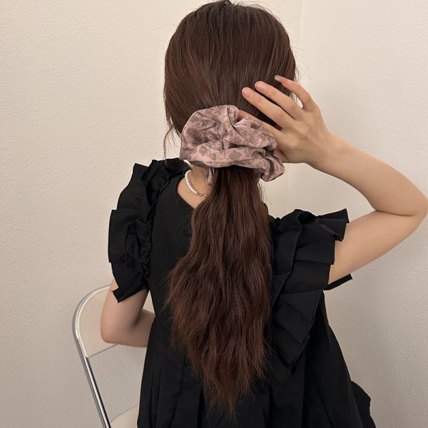 Full of tone! Delicate and elegant, floral large intestine hoop, hair ring, hair ornament, simple and versatile print, headband, headband, headband - Image 3