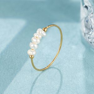 Simple Natural Baroque Pearl Ring 18K Gold Light Luxury Niche Ring Female Titanium Steel Non-fading Jewelry Wholesale