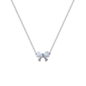 Light luxury niche cat's eye stone bow necklace female ins tide super fairy all-match temperament small fresh titanium steel clavicle chain