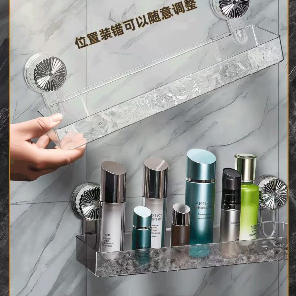 Storage rack, suction cup, punched hole, hand washing, toilet, suction cup, wall-mounted storage, bathroom, bathroom light luxury storage box - Image 2