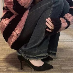 2023 New Spring Suede Black Heels Women's Stiletto Heel Shoes Office Professional Work Shoes Plus Size