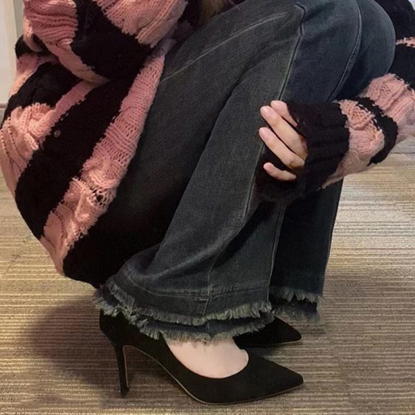 2023 New Spring Suede Black Heels Women's Stiletto Heel Shoes Office Professional Work Shoes Plus Size - Image 3